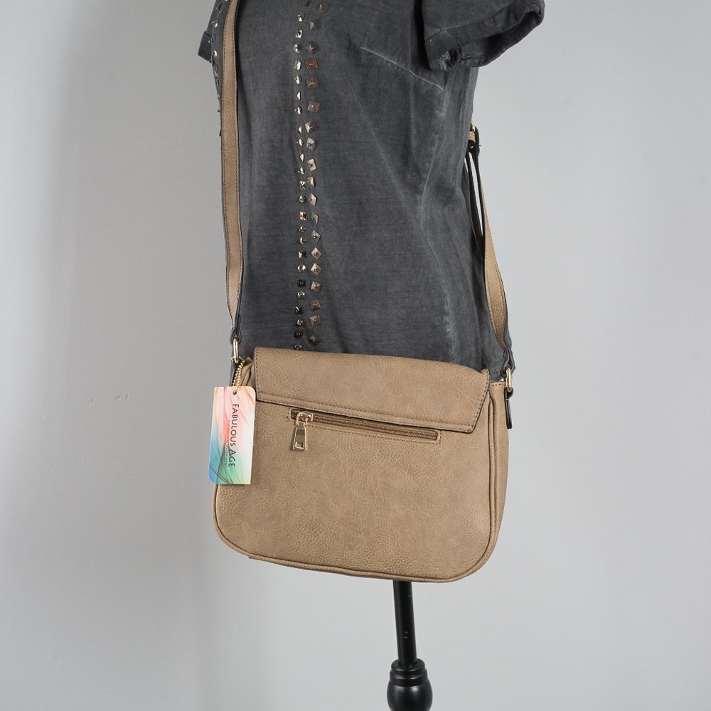 NWT Taupe Sequin abstract Crossbody Bag - Picture 4 of 5